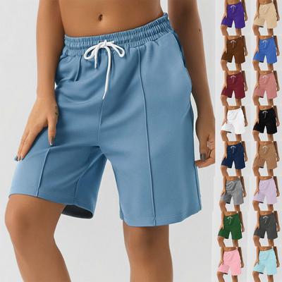 Shorts For Women Solid Color Workout Running Soft Yoga Shorts With Pockets