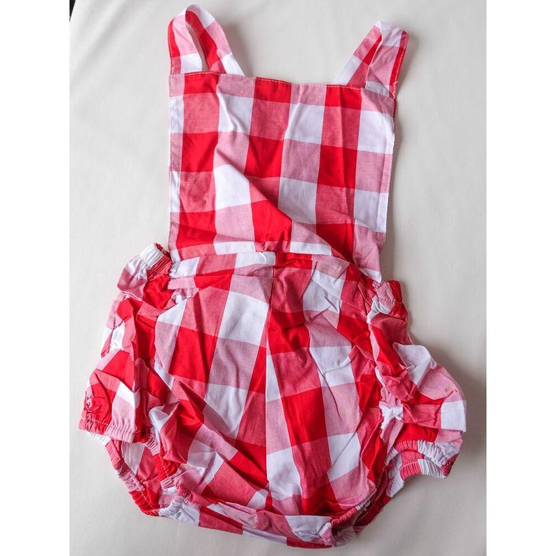 Ins Baby Plaid Sleeveless Triangle Jumpsuit Children s Bowknot Suspender Romper Red Plaid 110