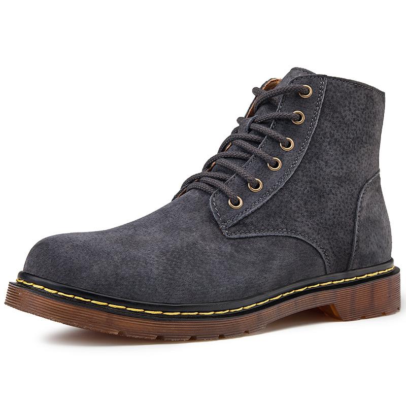 Fashion Brown Suede Boots for Men Classic Leisure Cowboy Boots Men Fur Warm Mens Leather Ankle Boots Plus Size 48 Bota Masculina
