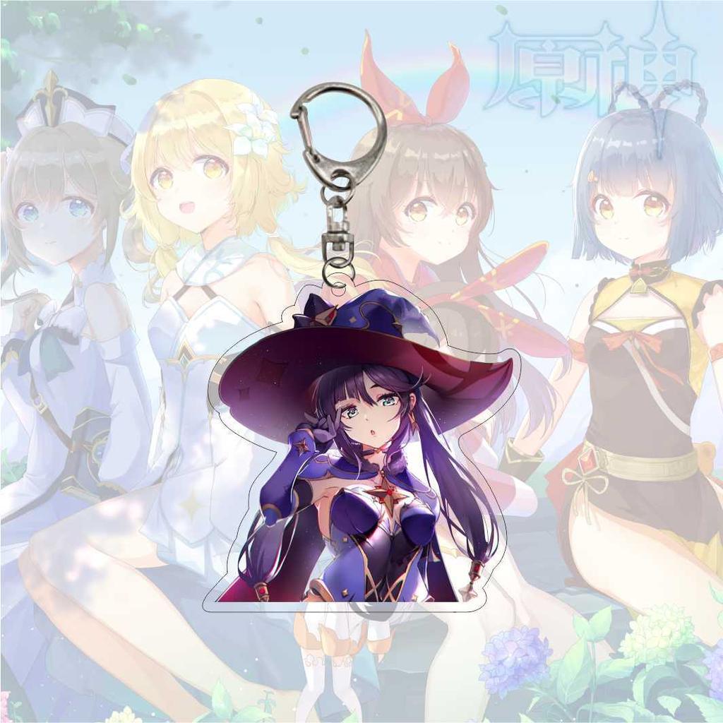 Cartoon Anime Genshin Impact Keychain Acrylic Double Sided Transparent Key Chain Ring Keyring Accessories Jewelry For Fans Gifts