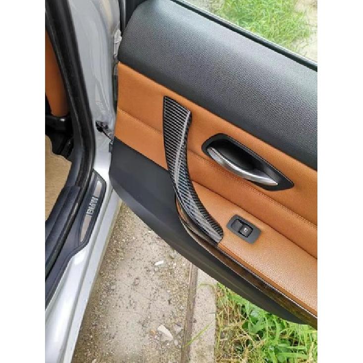 REAR Right Carbon INNER OUTER DOOR PANEL HANDLE PULL TRIM COVER FOR BMW E90 328i