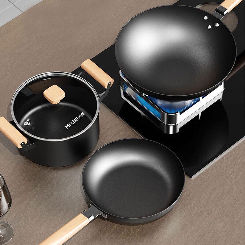 Набор из 3 предметов: Вок и суповая кастрюля с антипригарным покрытием Meiling