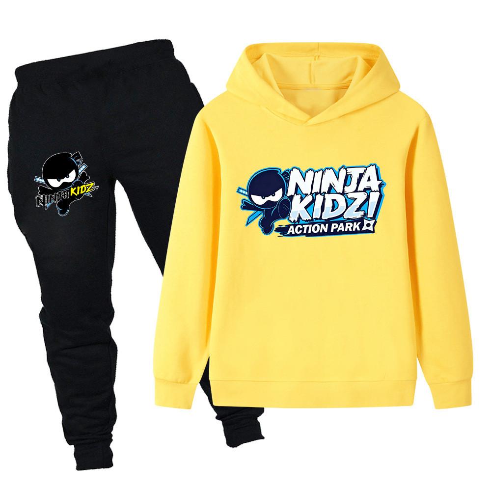 PB1174 Kids Boys Girls NINJA KIDZ Printed Long Sleeves Hoodie Trousers Top Pants Clothes Sets