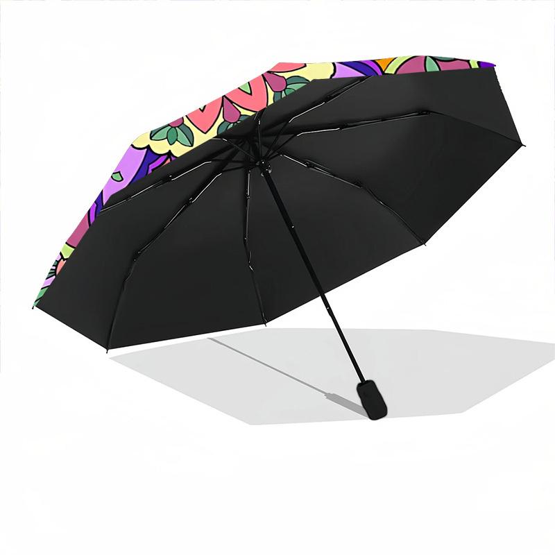 1pc Mandala Pattern Folding Umbrella | Elegant Design, Fashionable Accessory, Durable Construction, Sturdy Ribs yy251107062