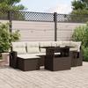VidaXL Garden Furniture Set with Cushions 7 Pcs Brown Wicker, Outdoor Sofa Set, Garden Lounge Set, Set 3268053