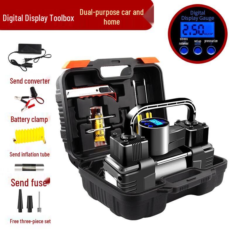 12V Car Tire Inflator with Auto-Stop CN plug (adapter included)