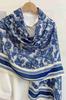 Viscose Scarf 180x85 "Orient Blue" - Oriental Paisley Pattern in Shades of Blue