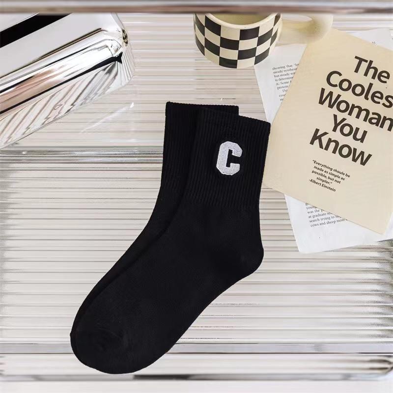 

Trendy Colorful Letter Pattern Calf Socks Women s Spring Autumn Mid Tube Socks Casual Stripe Sox Sports Style One Size