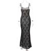 Summer Women's Sexy Lace Patchwork Long Dress Slim Strap Dress