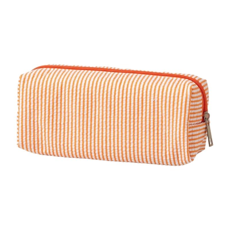 Multiunction Striped Pencil Case Water Resistant Polyester Pen Pouches Travel Cosmetics Bag For School Office Supplies