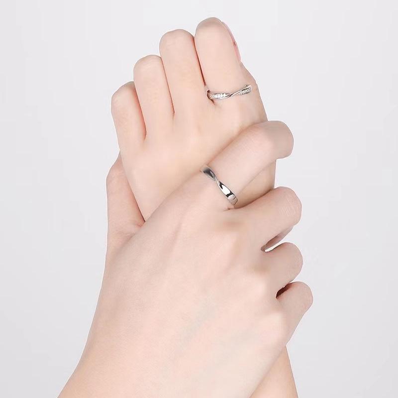 Mobius Zirconia Diamond Adjustable Couple Rings - Elegant Men's & Women's Wedding Bands