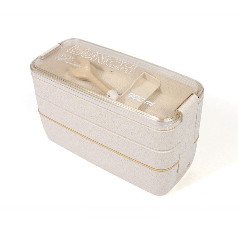 900ml Healthy Material Lunch Box 3 Layer Wheat Straw Bento Boxes Food Storage Container Lunchbox