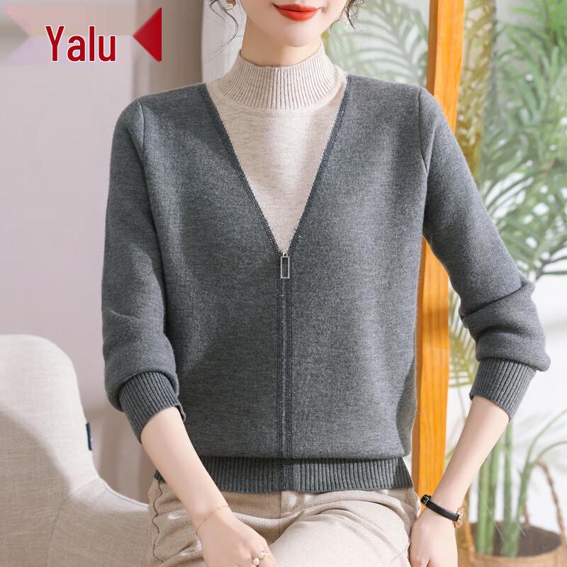 

Women s Fleece-Lined Semi-High Collar Knit Sweater 2XL