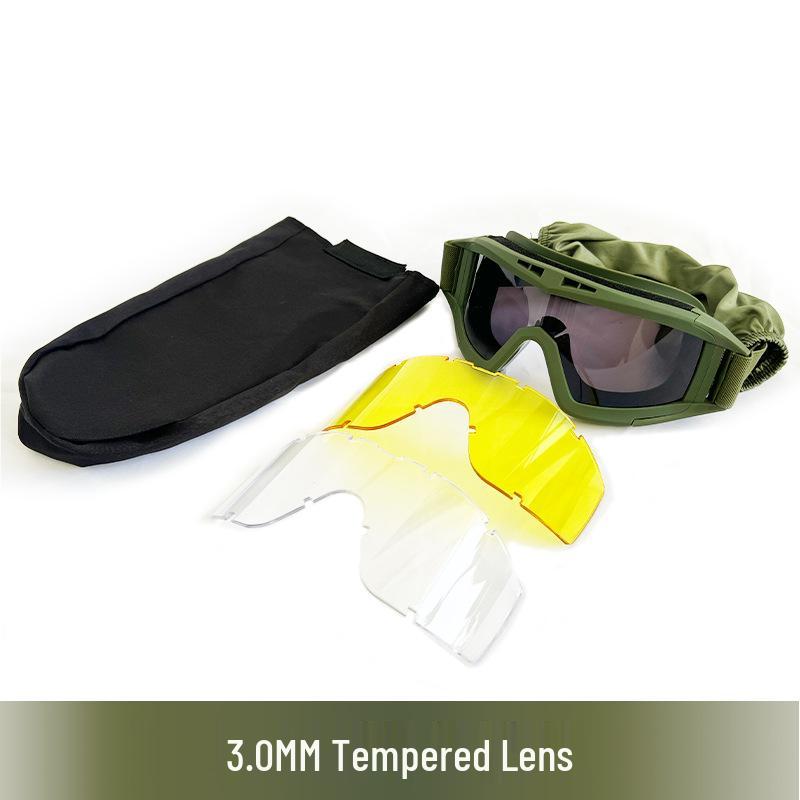 Impact-Resistant Tactical Combat Goggles - Windproof & Sandproof Shooting Glasses for Outdoor Use
