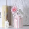 Geometric Striped Ceramic Vase Double-eared Ceramic Pot Shape Flower Vase Flower Arrangement Accessories Home Decoration