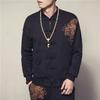 Mens Dragon Embroidery Stand Collar Jacket Plus Size Casual Outerwear Youth