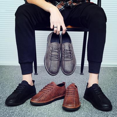 Retro Designer Men's Leather Shoes Lace-up Casual Lightweight Outdoor Mens Sneakers Classic Comfy Casual Driving Shoes
