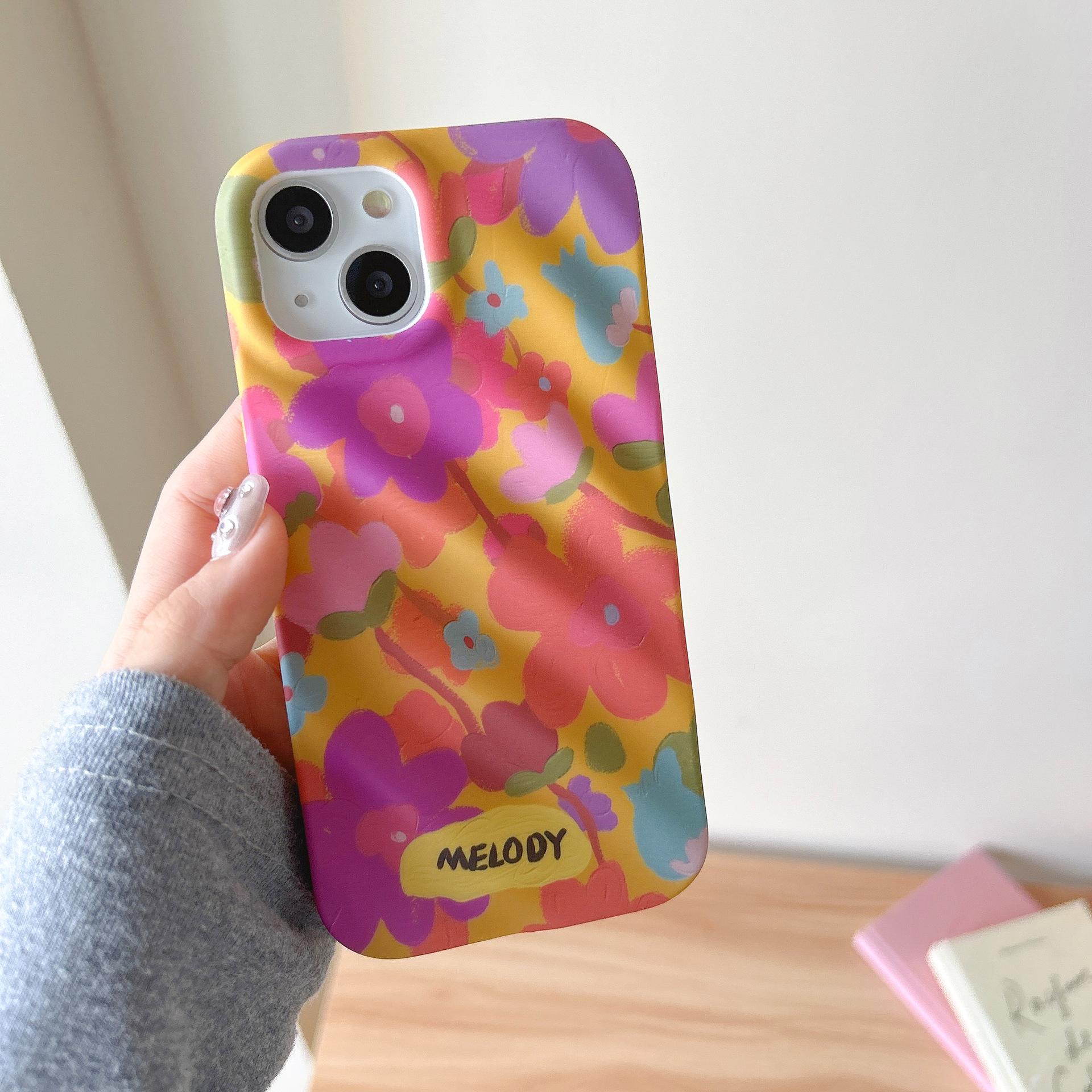 

For iPhone 14 TPU Cases Colorful Floral Design Mobile Phone Back Cover Type A