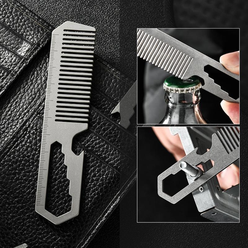 Titaniums Alloys Comb Camping Multifunctional Wrenches Ruler Bottle Openers for Camping and Outdoor Use