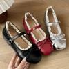 Fashion Elegant Flats Ballet Dance Shoes Bow Women Loafers Shoes 2025 Trend Summer Fad Shallow Buckle Shoes Walking Soft Mujer Zapatos