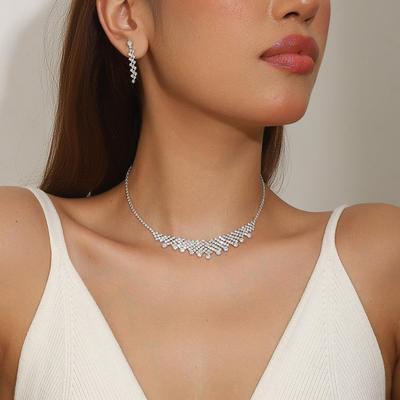 Luxus Strass Halskette & Ohrring Set für elegante Bankette