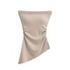 Irregular Slit Padded Bandeau Summer Top with Ruched Waist