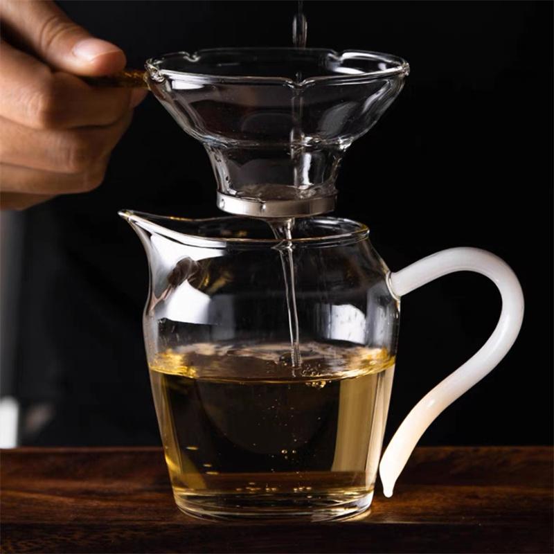 Imitation Jade Handle Heat Resisting Glass Tea Pitcher Glass Tea Pot Fair Cup Cha Hai Chinese Kung Fu Tea Set Coffee Pot