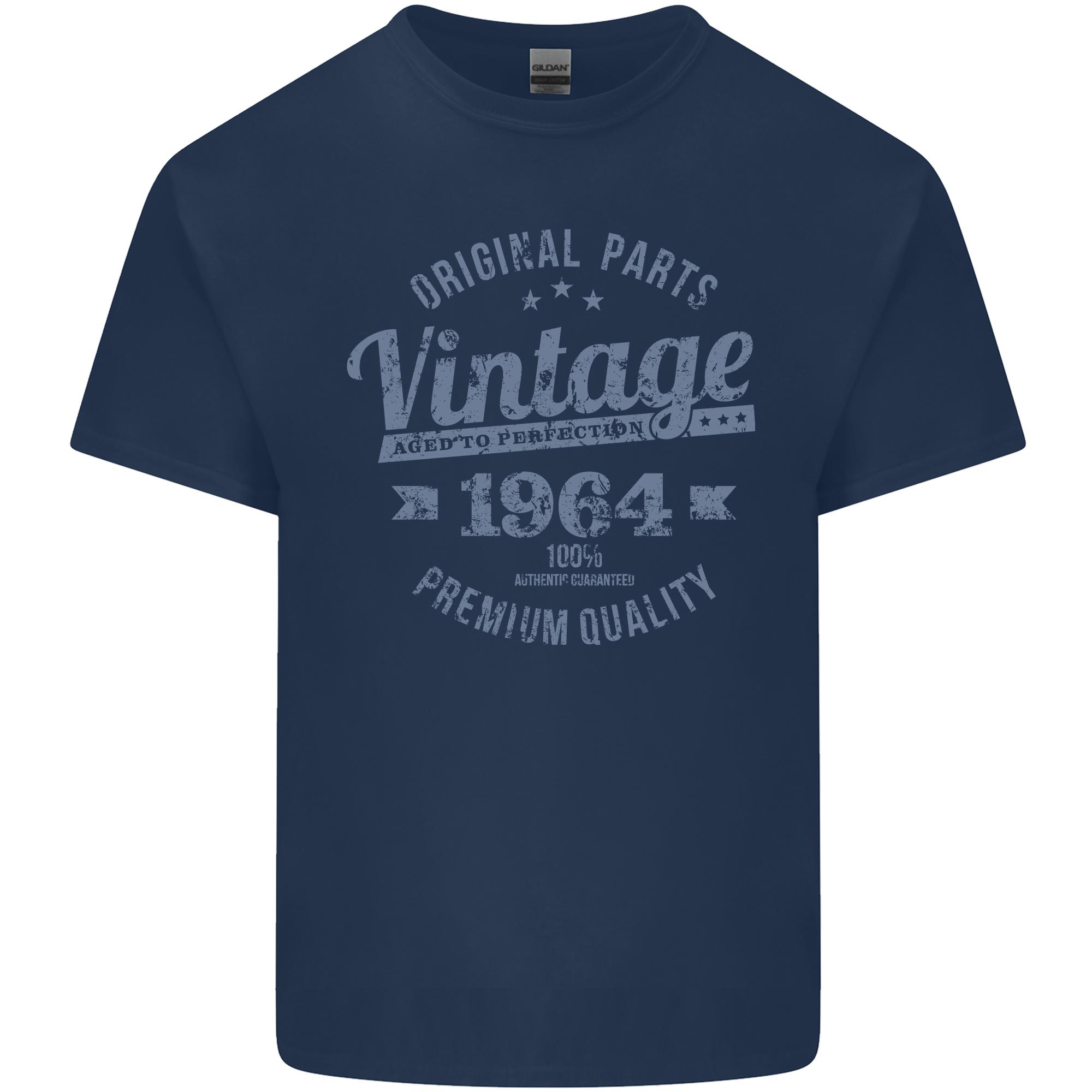 Vintage Year 62nd Birthday 1964 Unisexs Light Cotton TShirt Navy Blue S