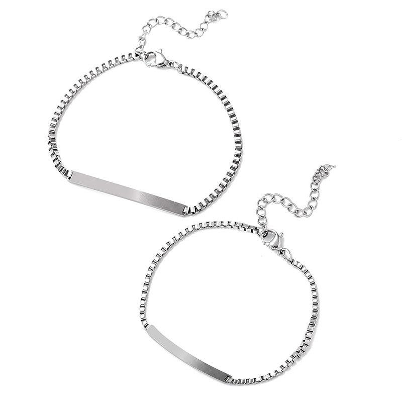 Polished Titanium Steel Curved Plate Bracelet Minimalist Design Couple Jewelry For Students Holiday Gift Fade Resistant