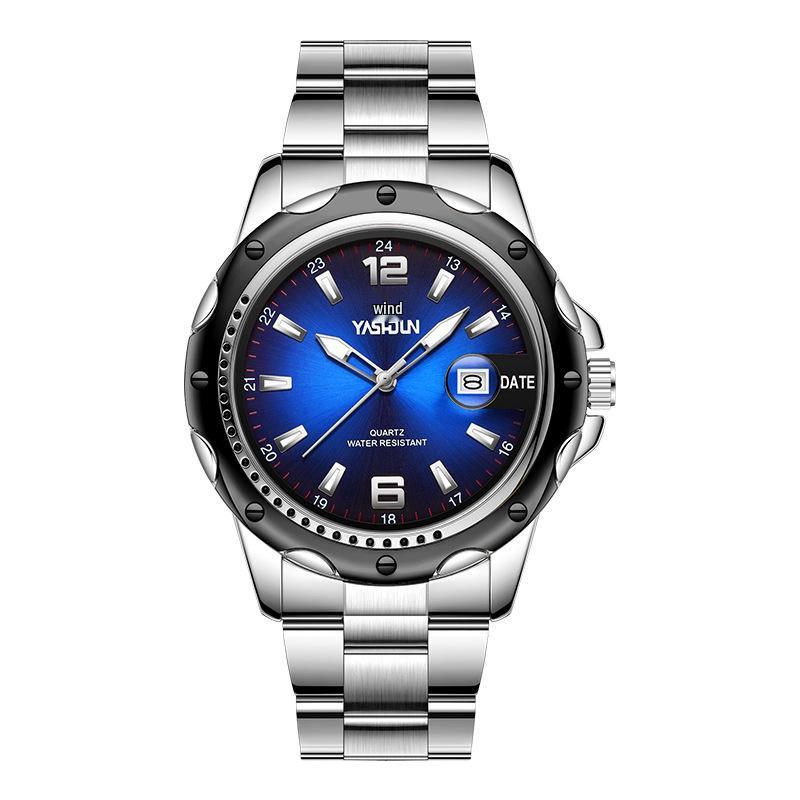 New Cross-border Men s Steel Band Quartz Watch – Luminous, Waterproof, Business Casual