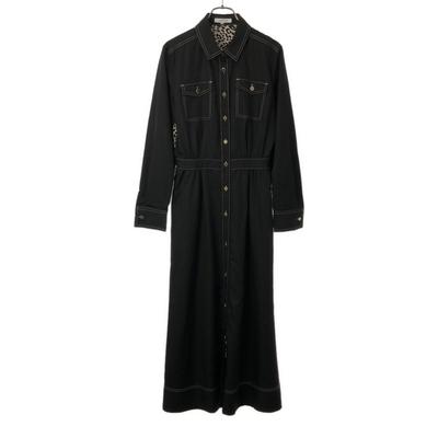LOVELESS Leopard Pattern Long Sleeve Long Shirt Dress 36 Black Women Used