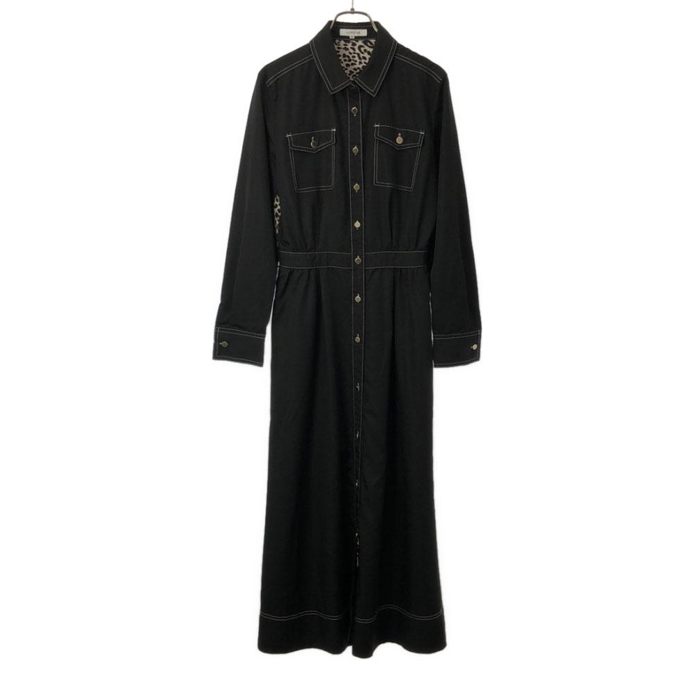 

LOVELESS Леопардовый принт Длинный рукав Длинное платье-рубашка 36 черный Женщины Б/У