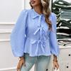 Women's Top Casual Puff Sleeve Round Neck Loose Long Sleeve Blouse