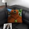 Federa per Cuscino G-Grizzly e L-Lemming Lino Naturale Tessuto Biologico Stampa Double-Sided Divano Decorazione Casa Regalo Federa