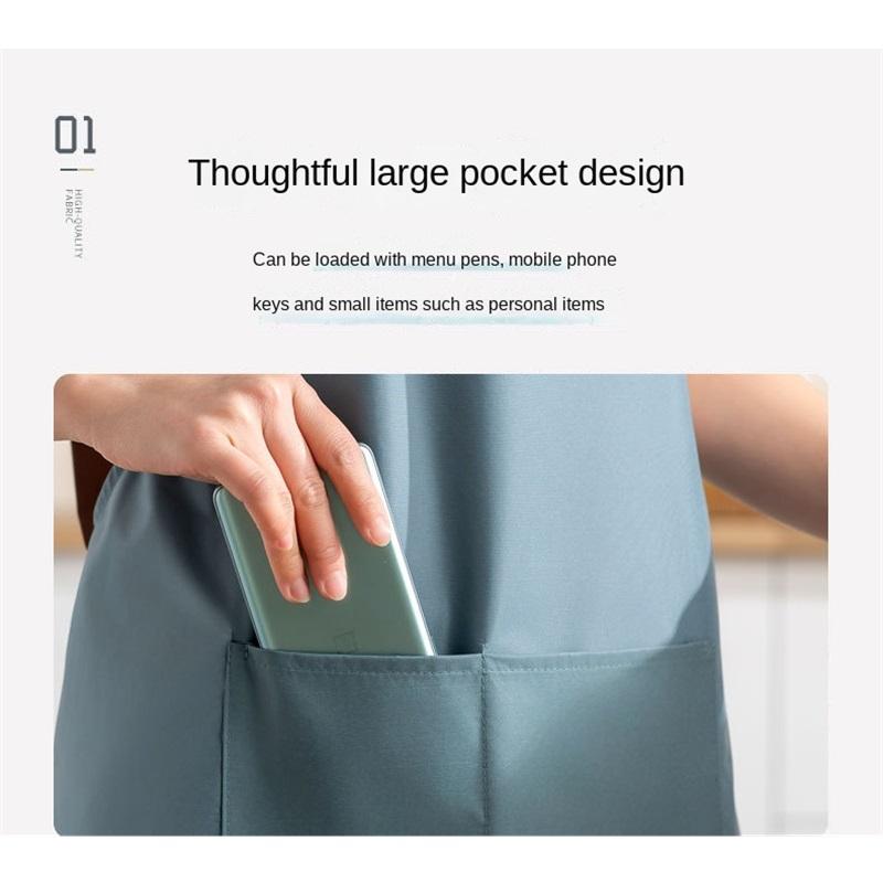Waterproof Oilproof Kitchen Apron With Convenient Pocket, Chef Cooking Work Apron for Men Women, Barista Manicurist Waiter Uniform