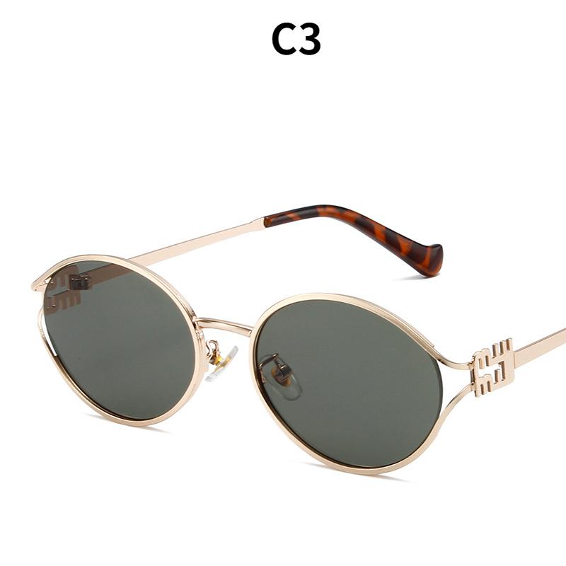 Women's sunglasses, men's and women's fashion round-frame metal sunglasses