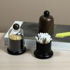 Tandstikkeræske med Gennemsigtigt/Træmønstret Låg, Støvtæt Tandstikkerholder Dispenser, Tandtråds-pinde Tandstikkerbeholder til Køkkenbordplade