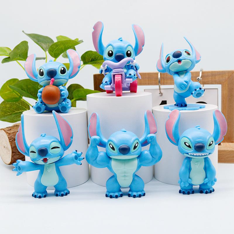 6Pcs/Set Anime Figure Kawaii Stitch Lilo Cute Action Figure Doll Model Toys Birthday Gifts