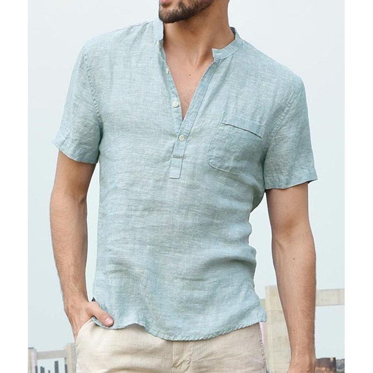 Summer Men's Short-Sleeved T-shirt Cotton and Linen Led Casual Men's T-shirt Shirt Male Breathable XS-5XL