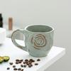 Ceramic Coffee Cup Handmade Rose Bamboo Leaf Embossed Pattern Mug 290ml Rustic Textured Mug Microwave Oven Safe Stackable Gift for Coffee Lovers