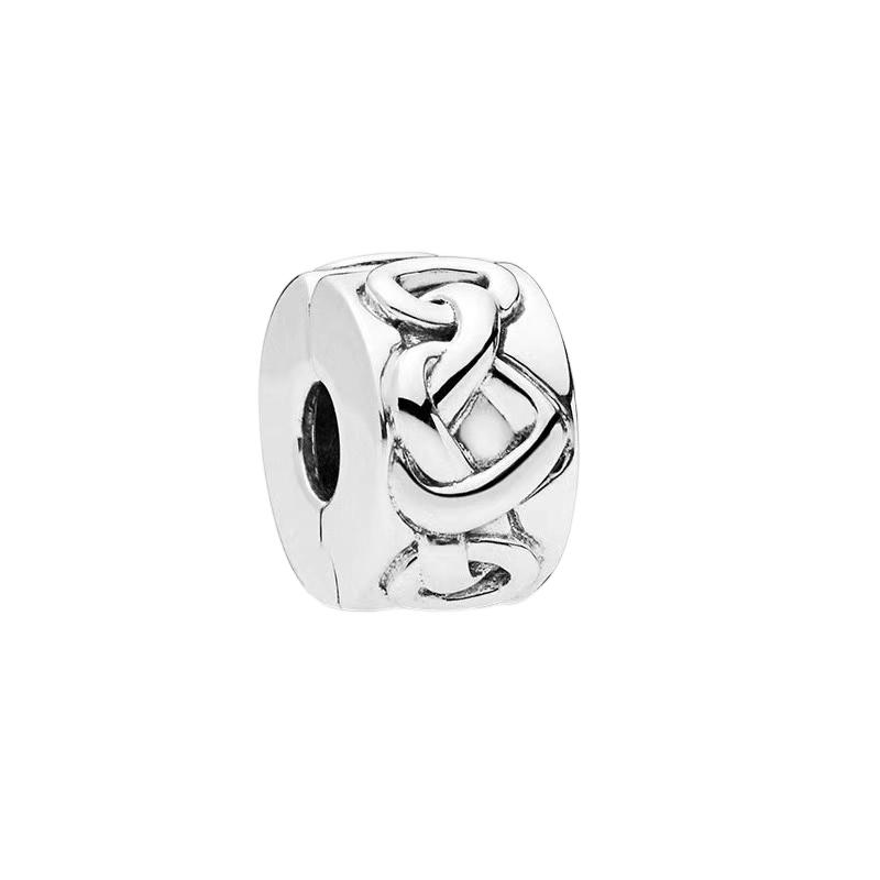 Sparking Butterfly Heart Clip Charm Beads Dangle Silver Bracelet Necklace For Diy Jewelry Women Gift