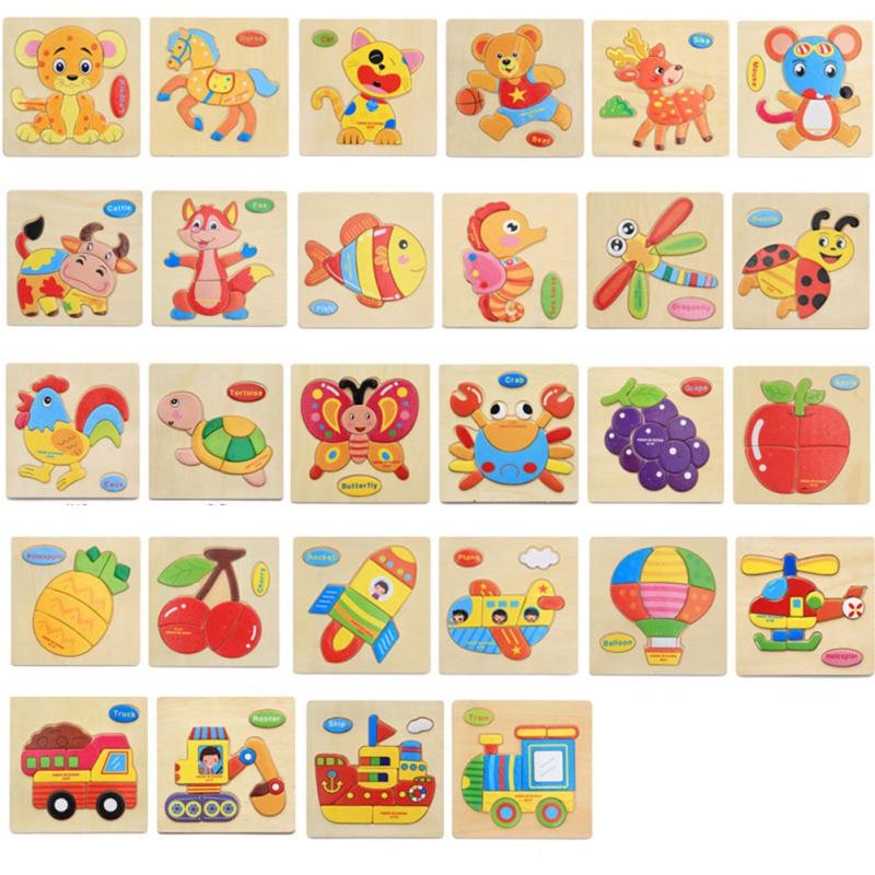 Wooden Puzzle Toy Children Building Blocks Cartoon Animal Boys Girls Early Childhood Toys
