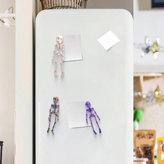 2/5Pcs 3D Printed Skeleton Refrigerator Magnet Halloween Poseable Skeleton Figurine