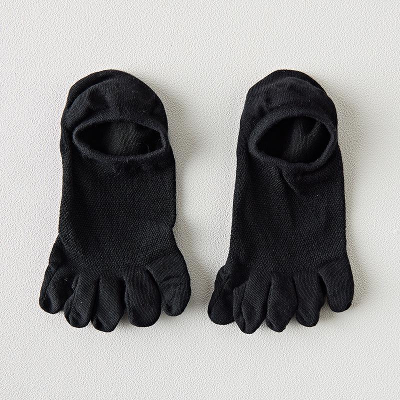 Men's Five-Toe Low-Cut Breathable Casual Socks - Solid Color, Versatile for Spring/Summer