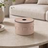 Half-PU Leather Tissue Box Versatile Cylindrical Tabletop