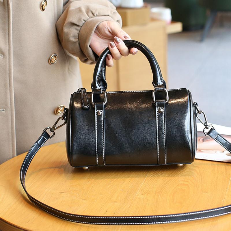 Genuine Leather Women's Messenger Bag New Boston Handbag Women's Niche High-end Shoulder Bag