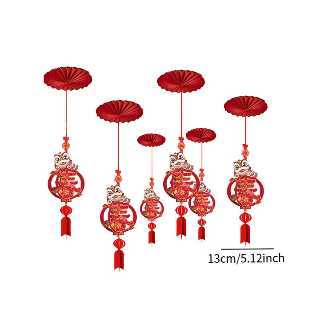 Lunar Year Red Paper New Year Ceiling Pendant Set 3D Decorative Ceiling Decor for Chinese New Year 2026 Festive Events