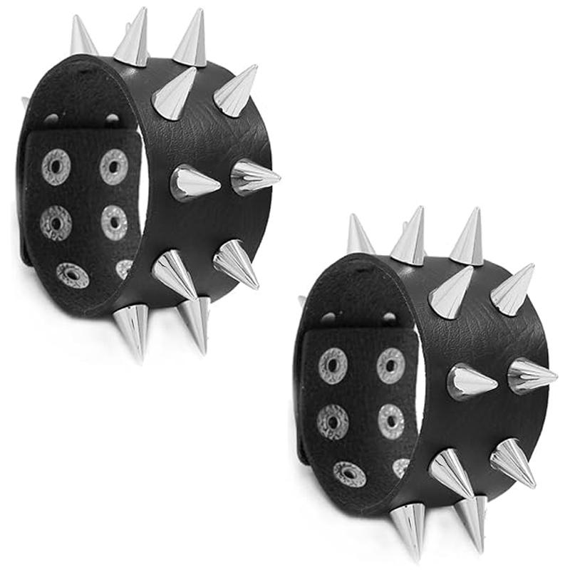 

Unisex Pu Leather Rivet Bracelet, Rivet Punk Style Bracelet, Fashionable Rock Bracelet, Halloween Party Accessory