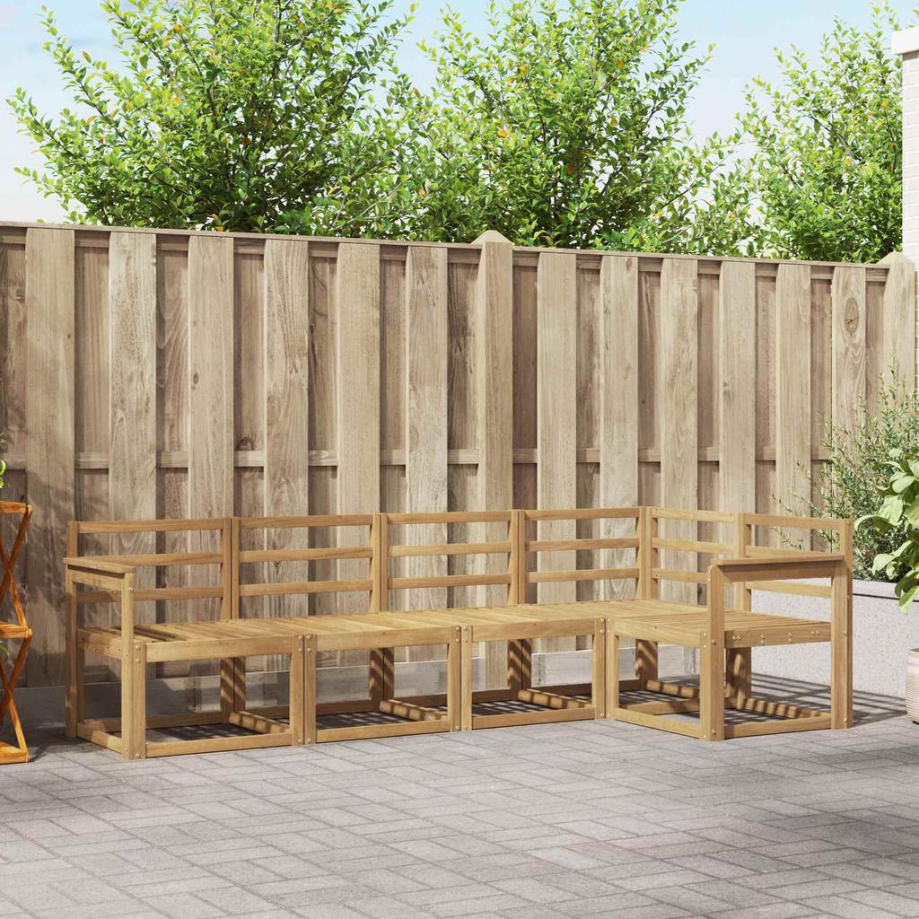 Outdoor Sofa Set 5 Pieces White Solid Acacia Wood