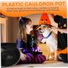 Halloween Party Decoration Witch With Light Pot Mist Plastic Bowl Decoration Candy Bucket Decoration